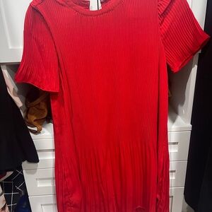 MELLODAY Red Pleated Midi Dress